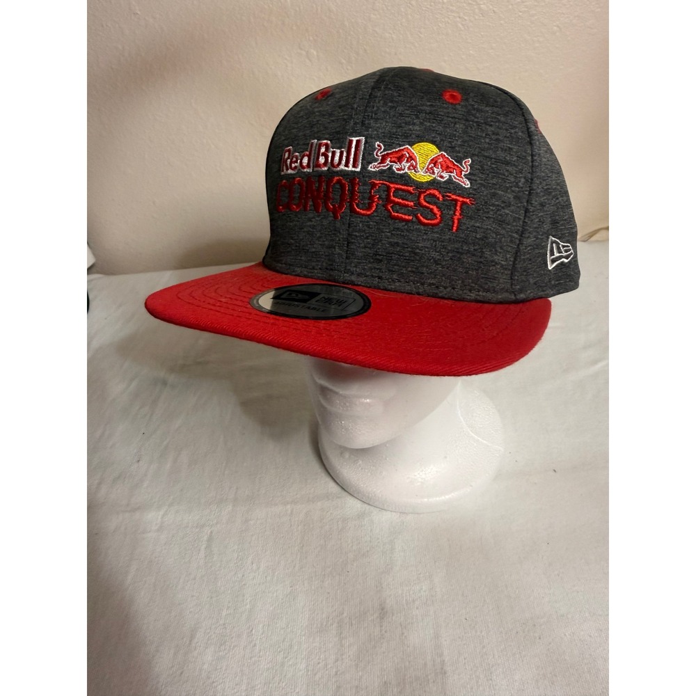 New Era Red Bull Conquest Snapback Hat‎ Gray Red Adjustable Rise Rally Conquer